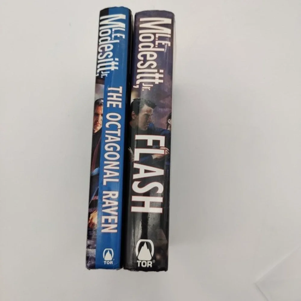 2 Book Lot Sci-Fi Cyberpunk Futuristic L. E. Modesitt Jr Octagonal Raven Flash